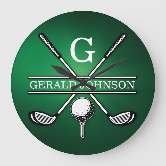 Grande Horloge Ronde Conception de monogramme de golf sur mesure (Recto)
