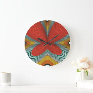 Grande Horloge Ronde Conception de motif papillon coloré abstrait