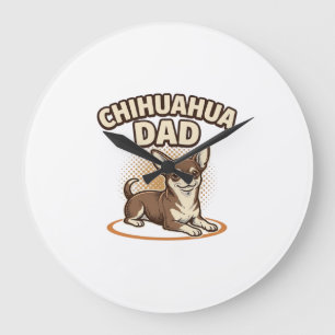 Grande Horloge Ronde Conception de papa Chihuahua Gravure vintage pour