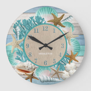 Grande Horloge Ronde Conception de plage tropicale