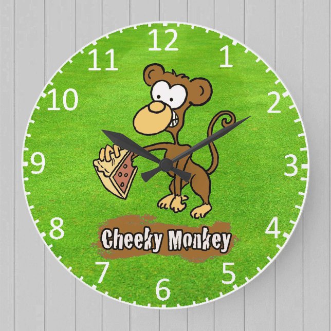 Grande Horloge Ronde Conception de singe de dessin (Créateur téléchargé)