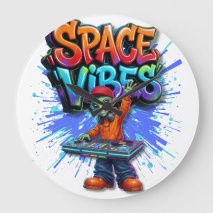 Grande Horloge Ronde Conception de streetwear Musique DJ Alien Vibes de