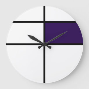 Grande Horloge Ronde Conception de style de Piet Mondrian : pourpre