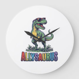 Grande Horloge Ronde Conception de t-shirt Allysaurus Vintage Dinosaur