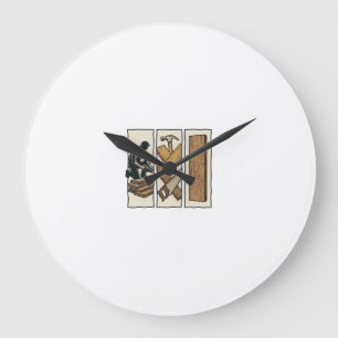 Grande Horloge Ronde Conception de T-Shirt avec Gravure d'Outils de Men