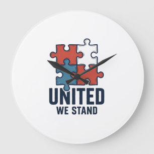 Grande Horloge Ronde Conception de T-shirt patriotique United We Stand 