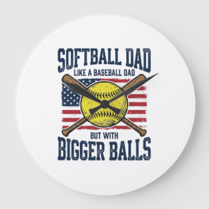 Grande Horloge Ronde Conception de t-shirt Vintage Softball Dad Bigger