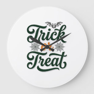 Grande Horloge Ronde Conception de typographie Halloween Trick Or Treat