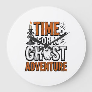 Grande Horloge Ronde Conception de typographie vintage Halloween Ghost 