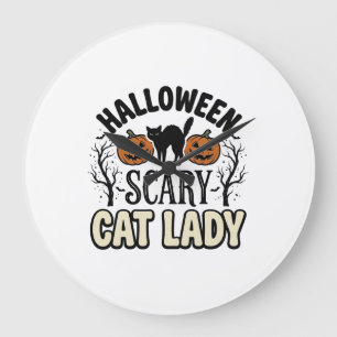 Grande Horloge Ronde Conception de vecteur vintage de dame de chat effr