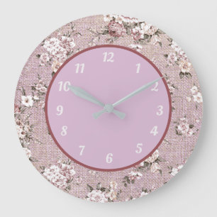 Grande Horloge Ronde Conception florale vintage de lavande