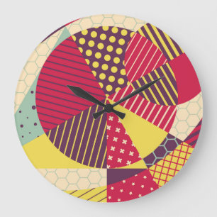Grande Horloge Ronde Conception géométrique colorée Abstraite