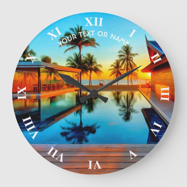 Grande Horloge Ronde Conception Personnalisée Avec Votre Propre Texte E (Recto)