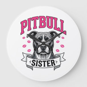 Grande Horloge Ronde Conception vectorielle de sœur Pitbull amateur de 