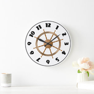 Grande Horloge Ronde Conception vintage de la boussole de roue du navir