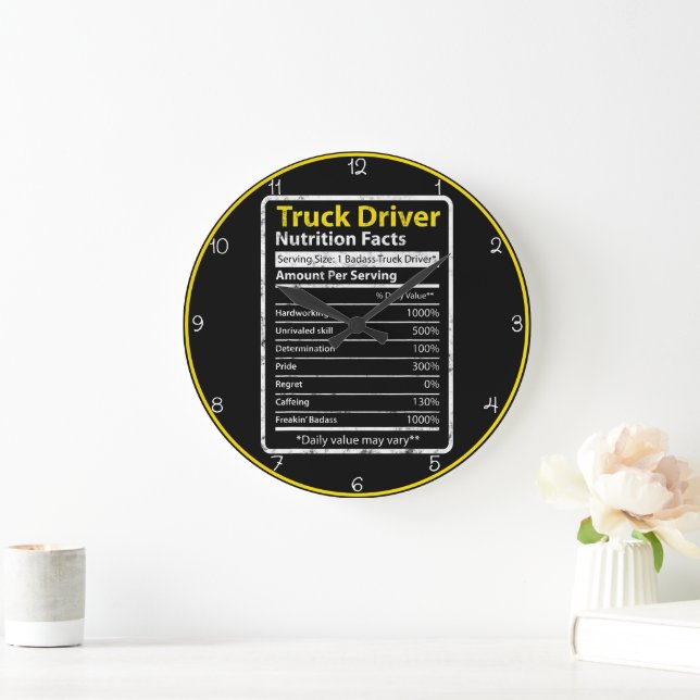 Grande Horloge Ronde Conducteur de camion : La valeur nutritive quotidi (Maison)