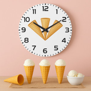 Grande Horloge Ronde Cône de glace triple gaufre dessert d'été