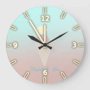Grande Horloge Ronde Cônes de glace adorables et cool - Personnalisés