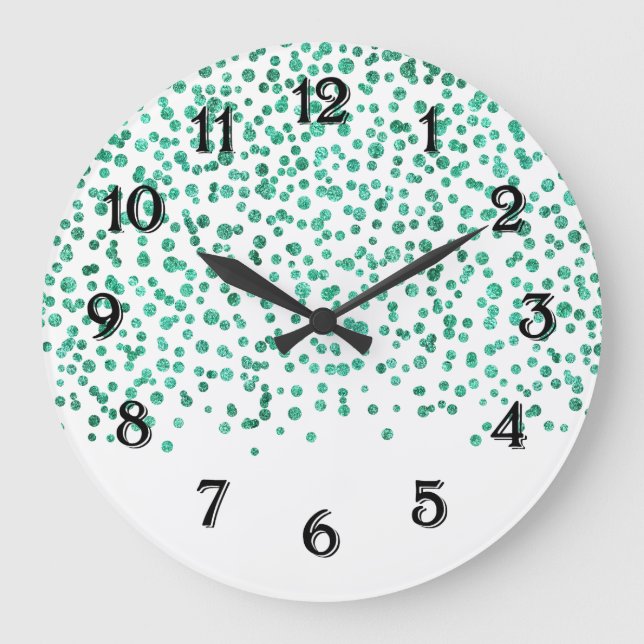 Grande Horloge Ronde Confetti scintillant menthe (Recto)