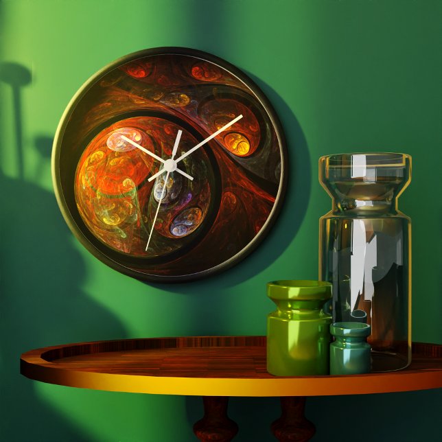 Grande Horloge Ronde Connexion fluide Arrondi Abstrait (Fluid Connection Abstract Art Round Clock)