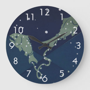 Grande Horloge Ronde Constellation de poissons des Poissons Zodiaque As