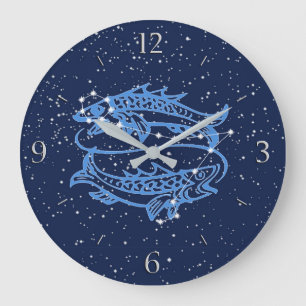Grande Horloge Ronde Constellation des Poissons et signe du zodiaque av