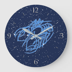 Grande Horloge Ronde Constellation du Cancer et signe du zodiaque avec