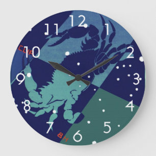 Grande Horloge Ronde Constellation du Crabe du Cancer Astrologie Zodiaq