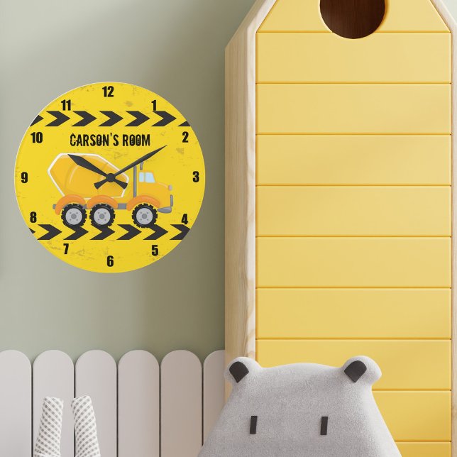 Grande Horloge Ronde Construction Véhicules Garçons Salle pour enfants  (Créateur téléchargé)