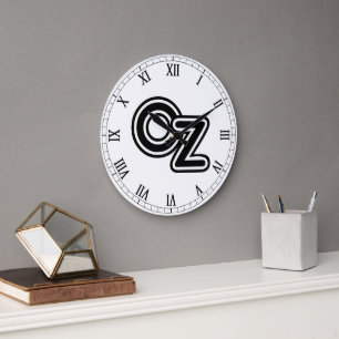 Grande Horloge Ronde Contes de fées vintage en noir et blanc de l'Oz