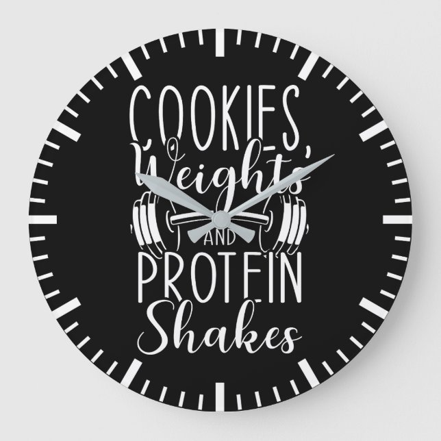 Grande Horloge Ronde Cookies, Poids et Protéines Shakes, Gym Drôle (Recto)