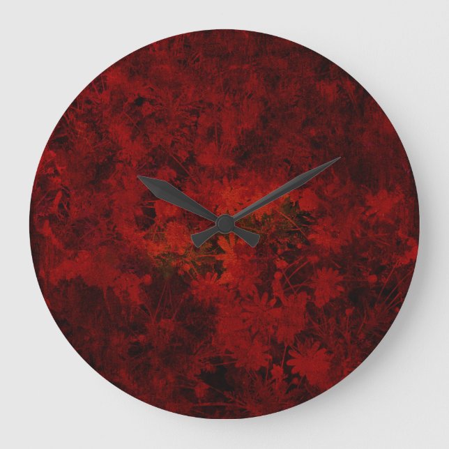 Grande Horloge Ronde Cool, art moderne floral / fleuriste motif (Recto)