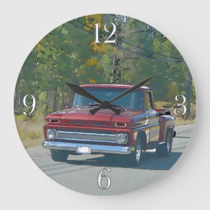 Grande Horloge Ronde Cool, camion rouge et illustration de route