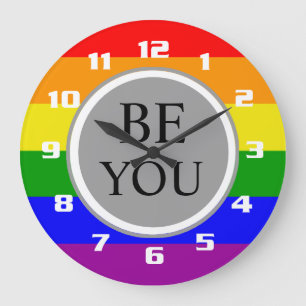 Grande Horloge Ronde Cool Gay pride Drapeau Soyez vous