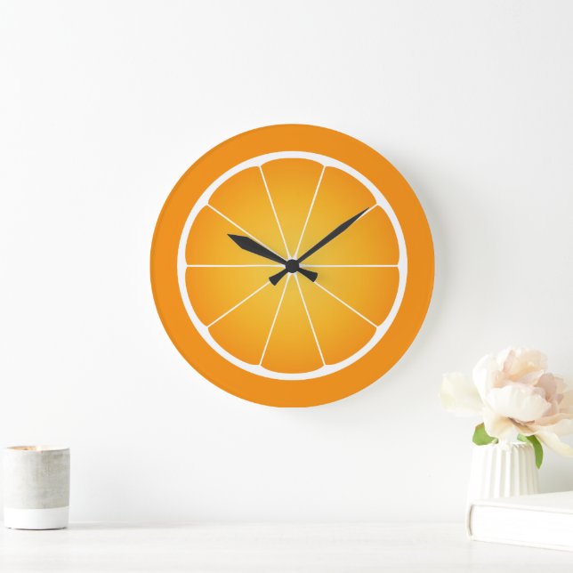 Grande Horloge Ronde Cool Juicy tranche de fruits orange (Maison)