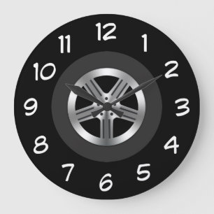 Grande Horloge Ronde Cool Men's Car Tire Theme Man Cave Wall Clocks
