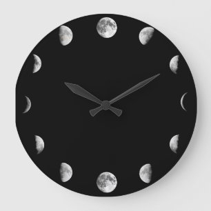 Grande Horloge Ronde "Cool Moon Phases minimales Novelty Wall Clock"