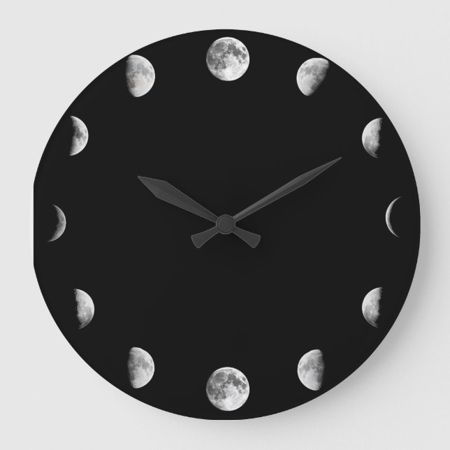 Grande Horloge Ronde "Cool Moon Phases minimales Novelty Wall Clock" (Recto)
