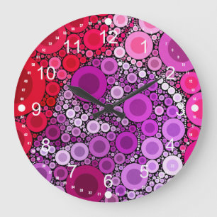 Grande Horloge Ronde Cool Purple Pink Concentric Circles Girly Pattern