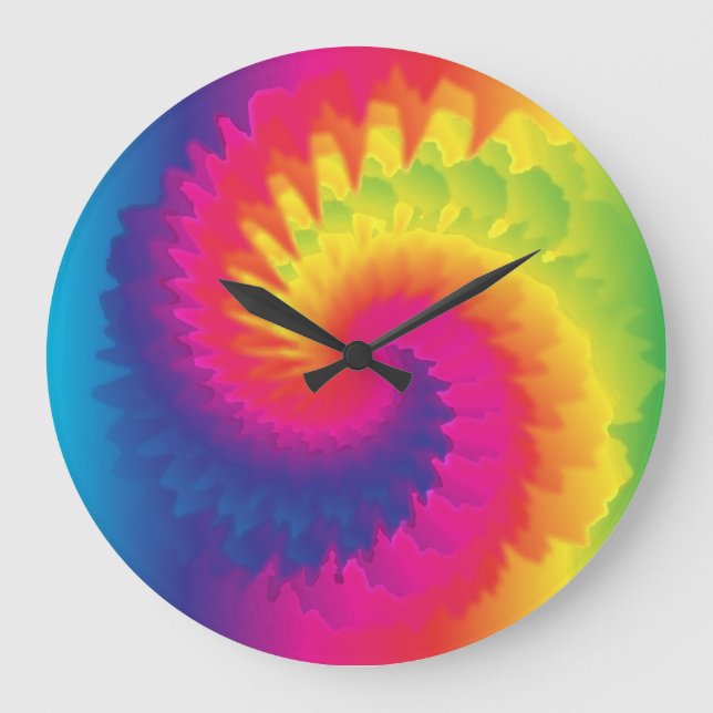 Grande Horloge Ronde Cool Rainbow Tie Dye (Recto)