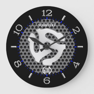 Grande Horloge Ronde COOL Retro Yellow 45 espacer DJ Dial sur un