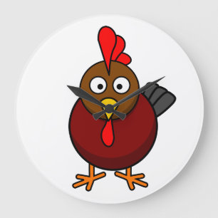 Grande Horloge Ronde Coq de dessin animé