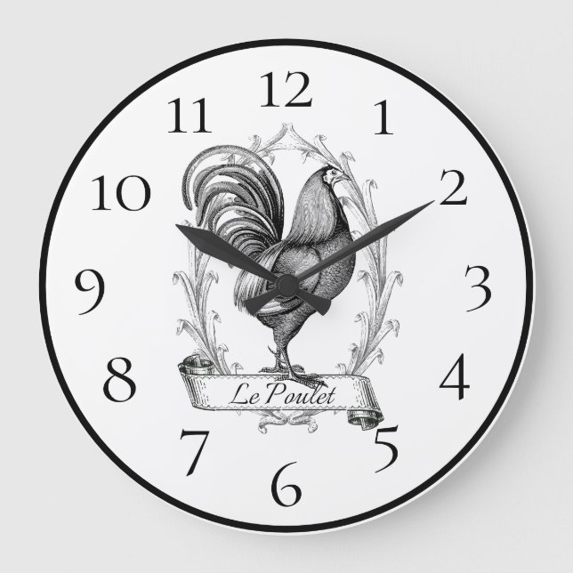 Grande Horloge Ronde Coq Ferme Maison Décor (Recto)