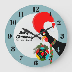 Grande Horloge Ronde Coq portugais et saint Bauble de Noël