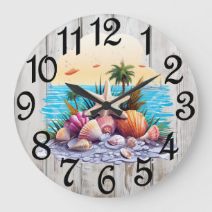 Grande Horloge Ronde Coquillages