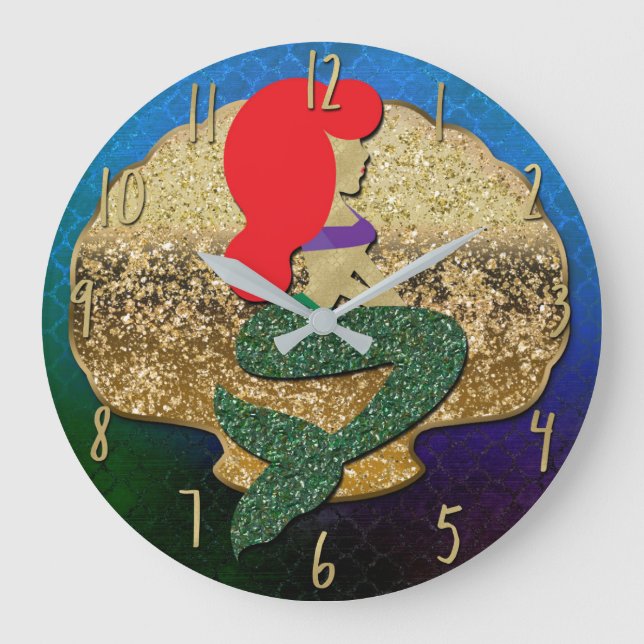Grande Horloge Ronde Coquille d'or de sirène rouge haïe (Recto)