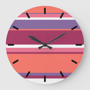 Grande Horloge Ronde Corail vivant, rouge et violet