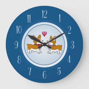 Grande Horloge Ronde Corgi Love