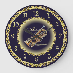 Grande Horloge Ronde Cornet ~ Scroll musical ~ Gold/Navy Blue ~