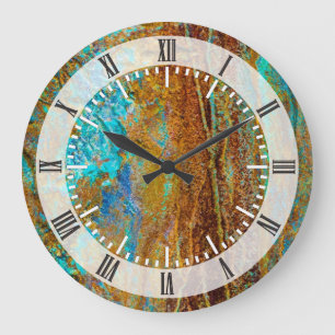 Grande Horloge Ronde Corrosion colorée